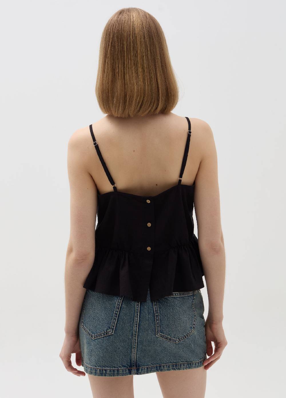 Ovs Top con balza e bottoni Vendita Calda