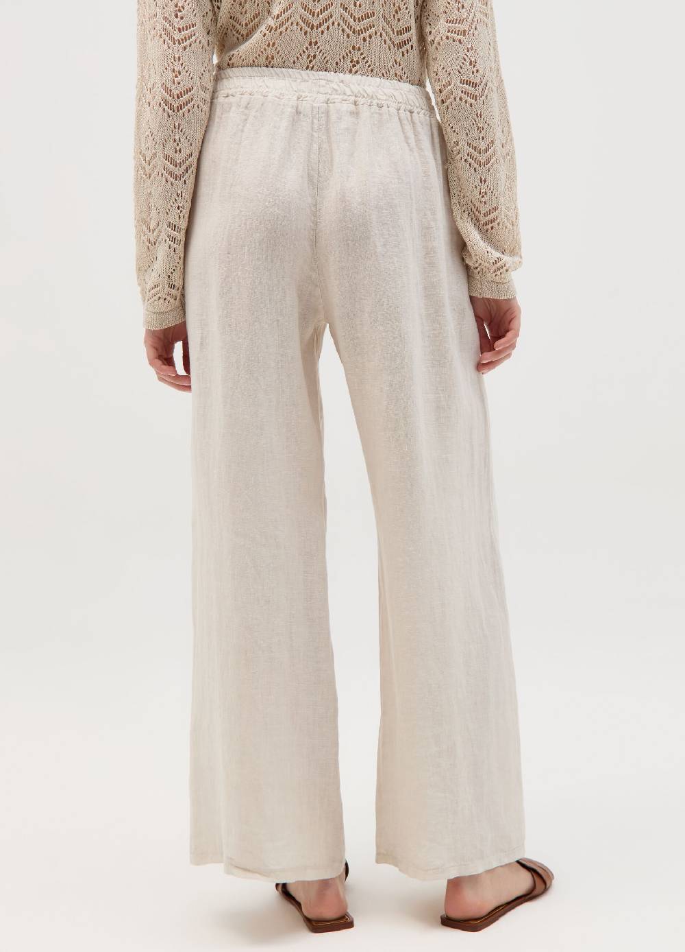 Ovs Joggers wide leg in lino con coulisse Saldi Di Fabbrica
