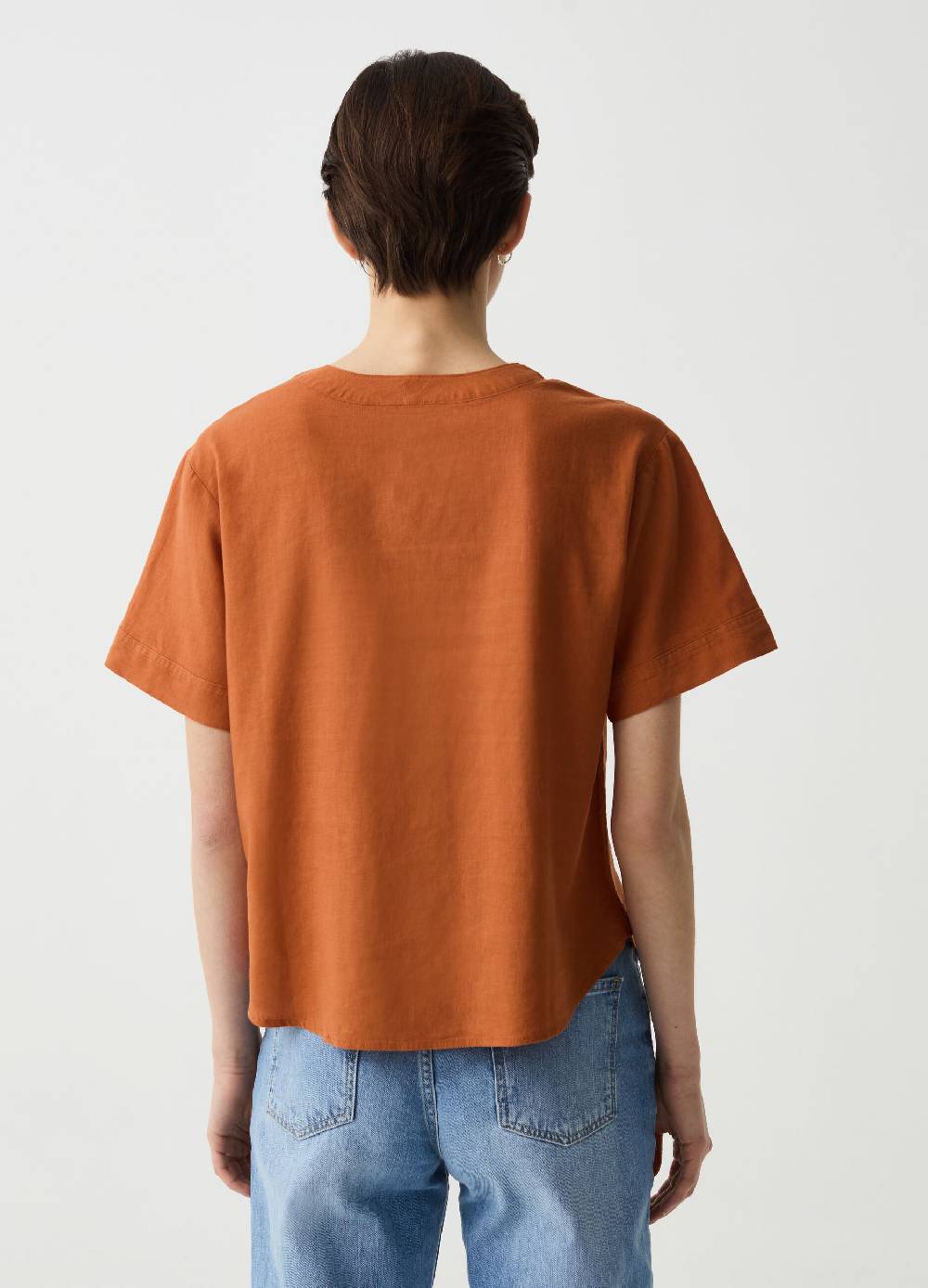 Ovs Blusa in lino e viscosa con scollo a V Offerta natalizia