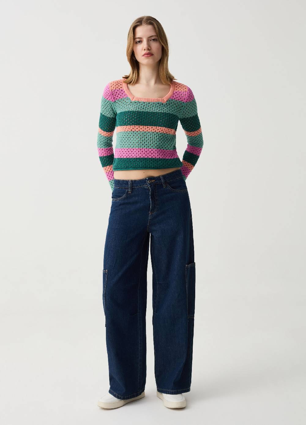 Ovs Pullover crochet a righe multicolor Offerta San Valentino