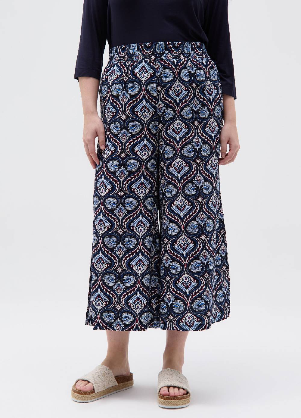 Ovs Pantalone wide leg crop stampato Curvy Offerta Anniversario