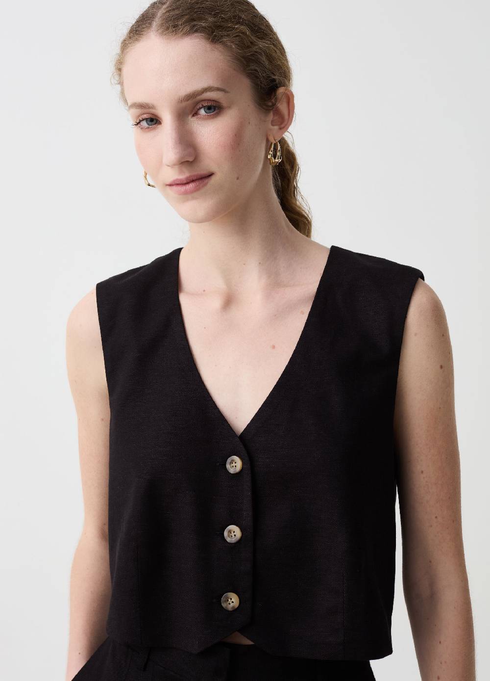 Ovs Gilet in viscosa e lino con scollo a V In vendita