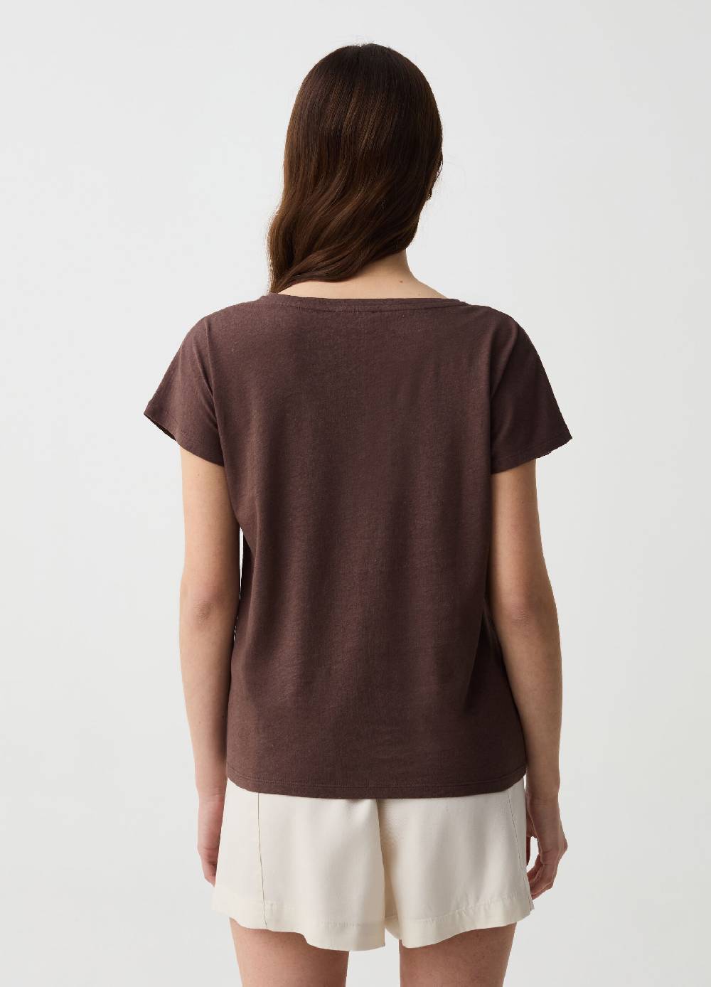 Ovs T-shirt in lino e cotone con scollo a V Nuovo