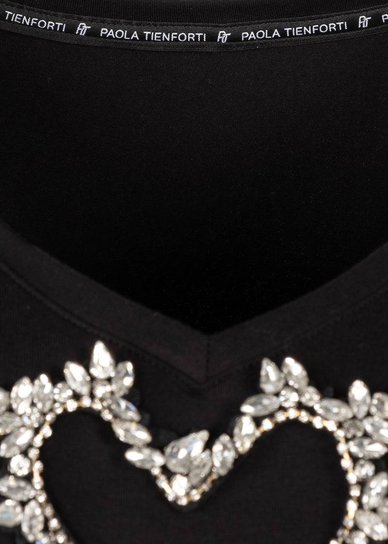 Paola T. T-shirt in cotone stretch con frange Novità