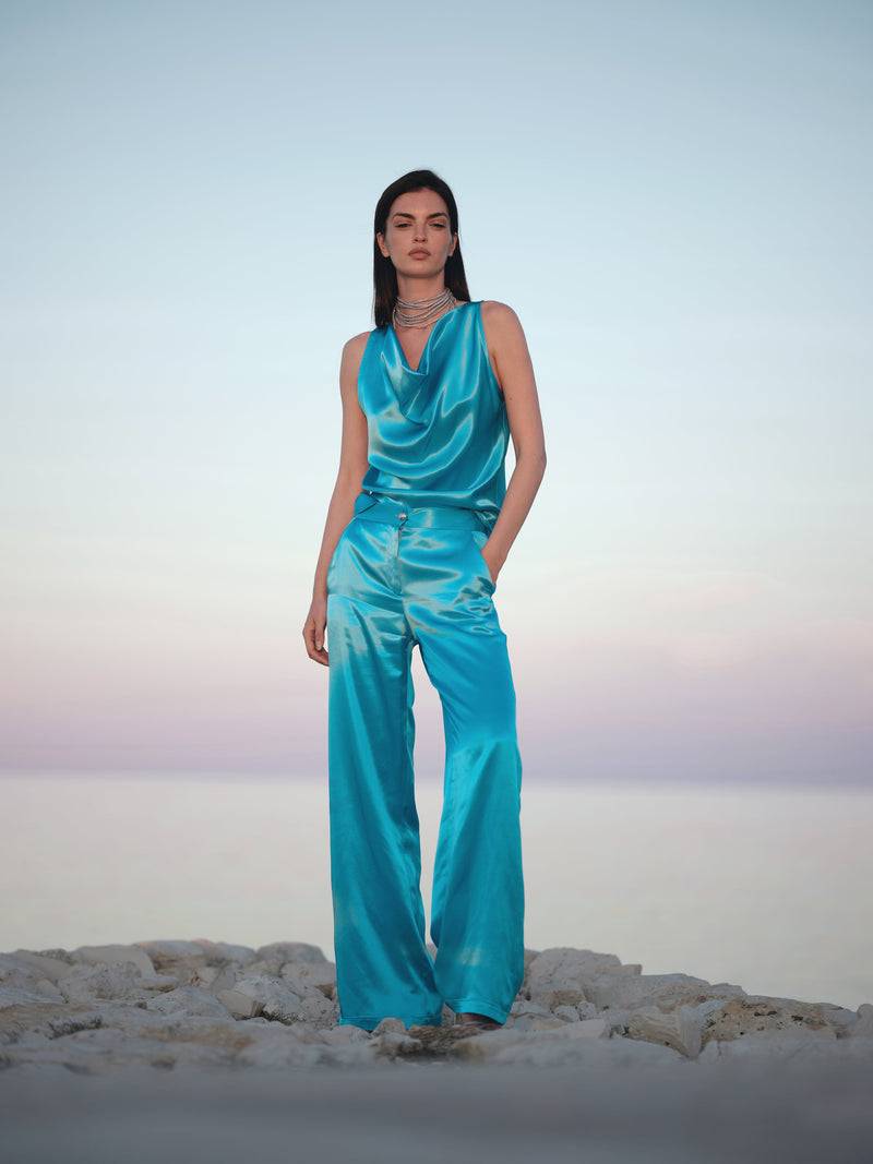 Paola T. Pantalone palazzo in raso di viscosa Offerta temporanea