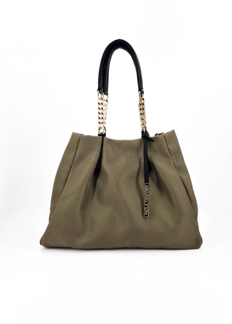 Paola T. Shopper in cordura con dettagli oro Hotsell