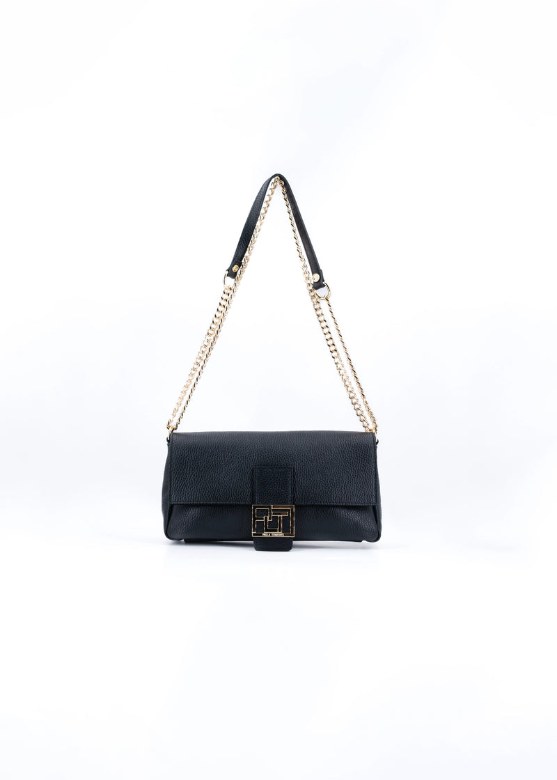 Paola T. Baguette medium in pelle morbida con dettagli oro Saldi