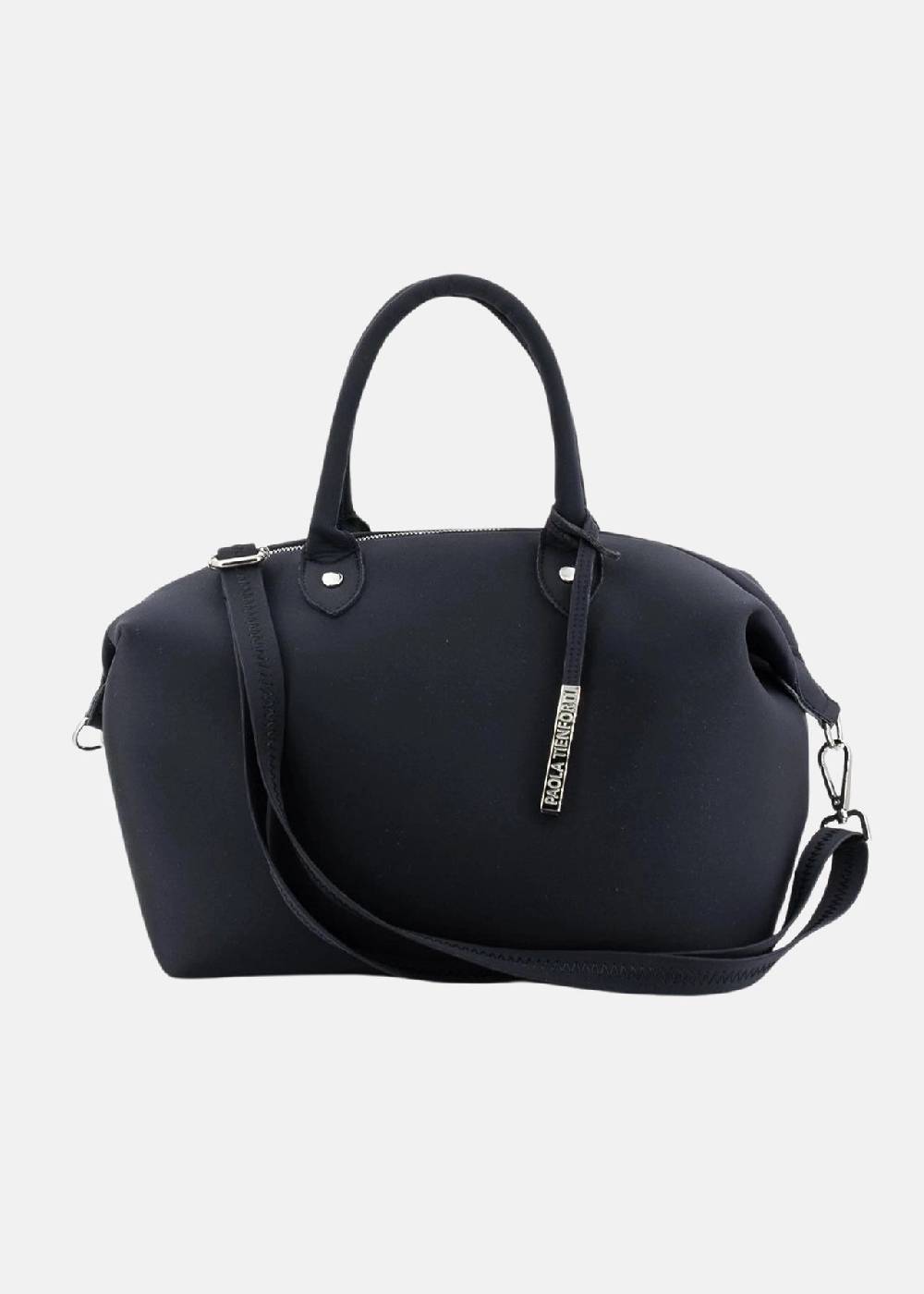 Paola T. Bauletto medium in neoprene con dettagli argento Negozio