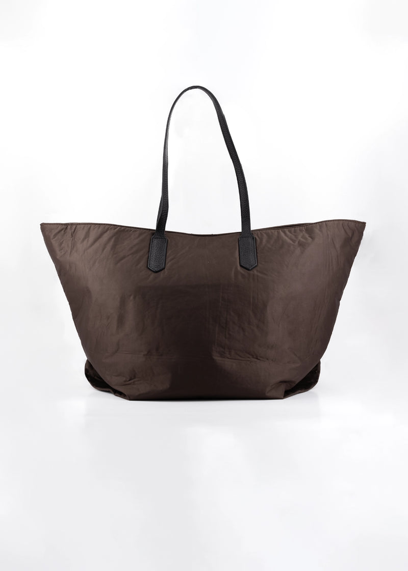 Paola T. Shopper in nylon con rivetti oro Nuova