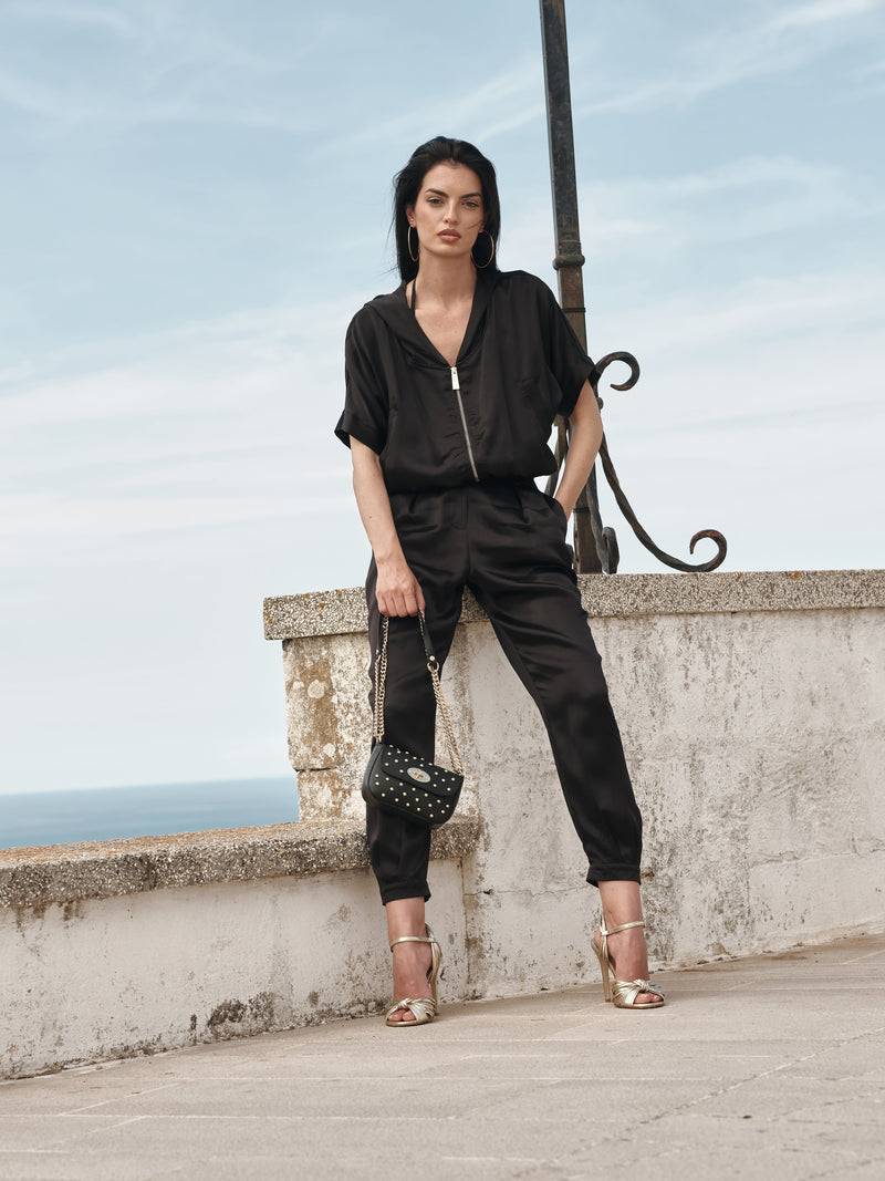 Paola T. Pantalone jogger in raso di viscosa Online Outlet