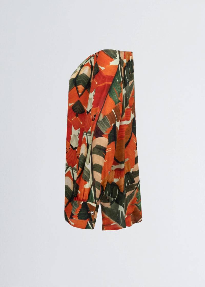Paola T. Camicia in viscosa stampa Palm Orange Affare Del Giorno