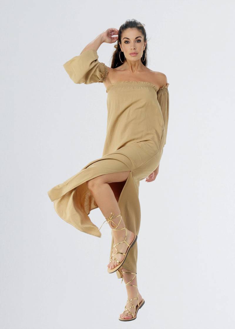 Paola T. Abito lungo lino e viscosa Moda