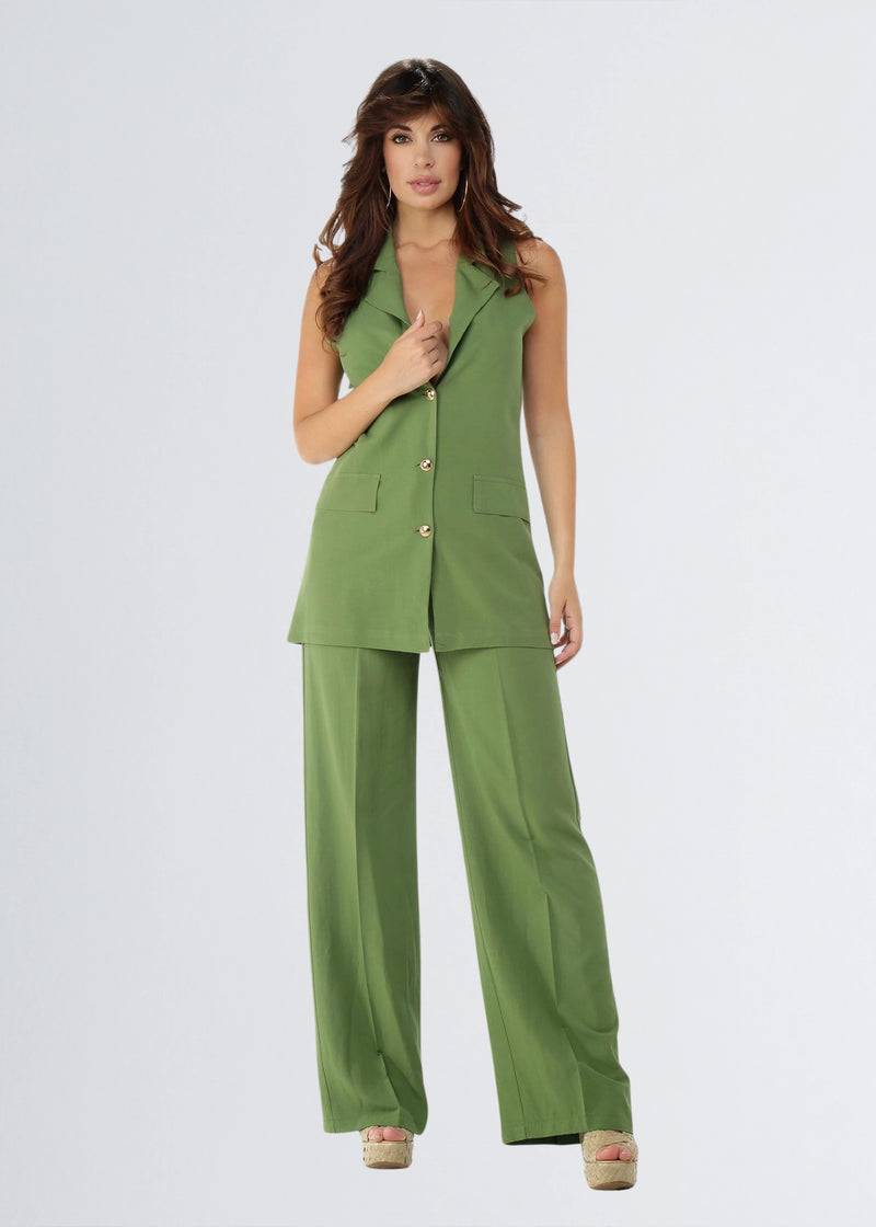 Paola T. Gilet in lino e viscosa Sottocosto