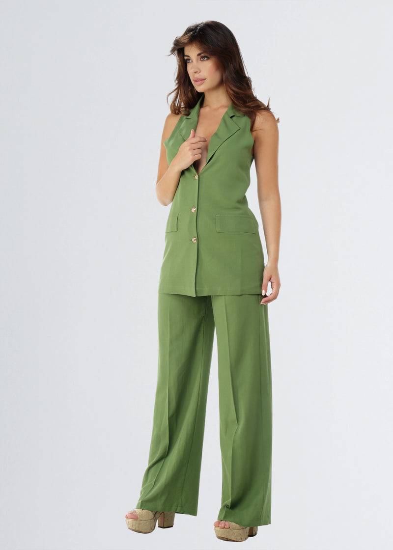 Paola T. Gilet in lino e viscosa Sottocosto