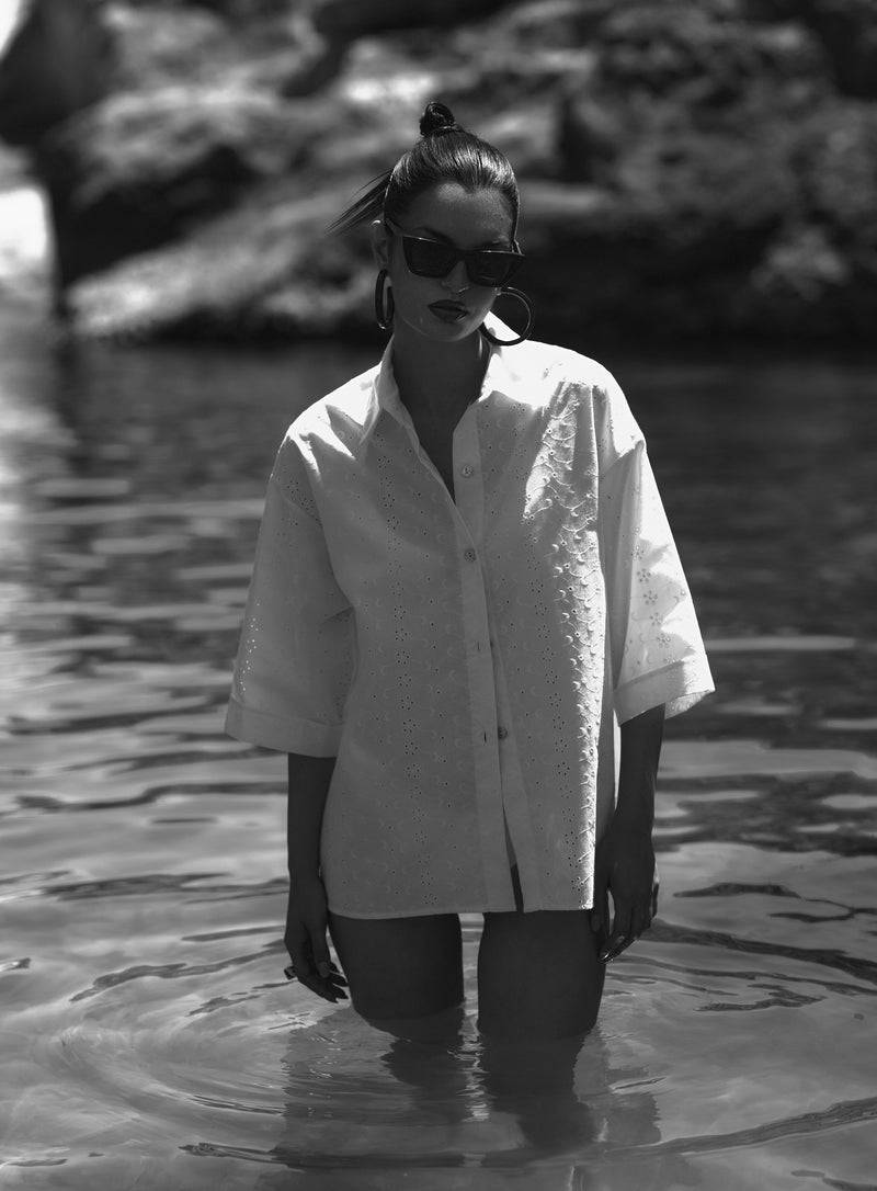 Paola T. Camicia In cotone sangallo Offerte giornaliere