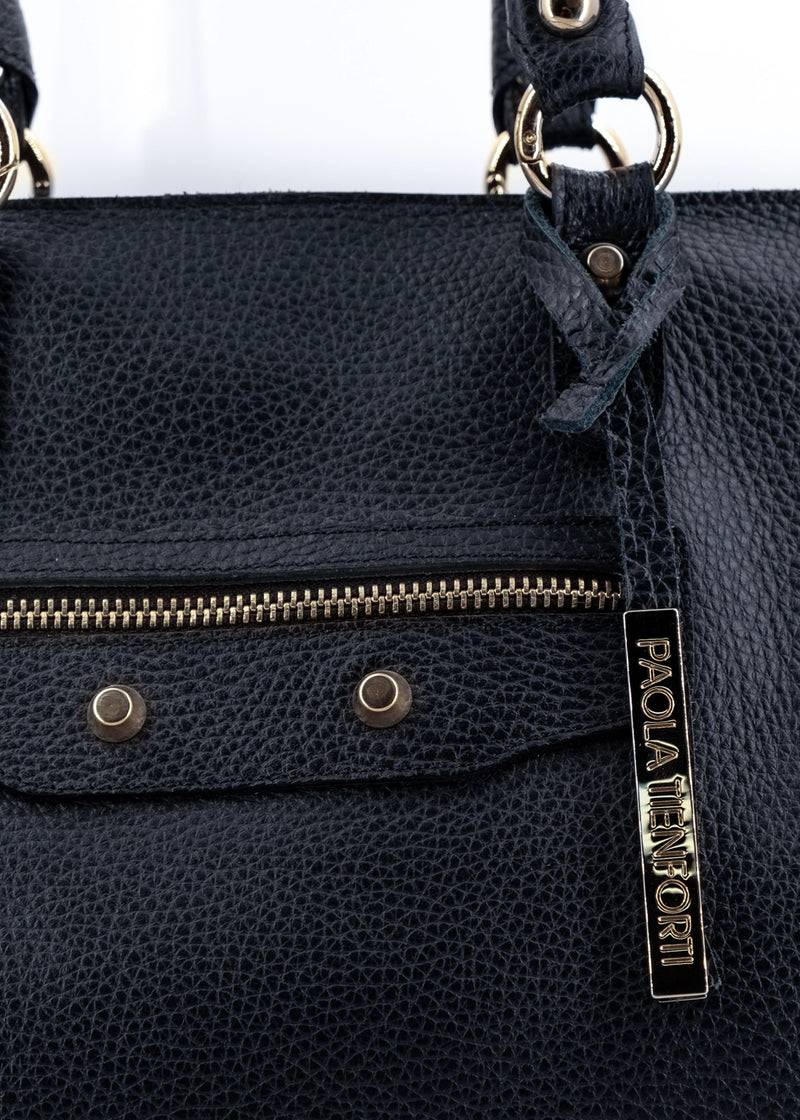 Paola T. Shopper in pelle morbida con dettagli oro Super Saving Price