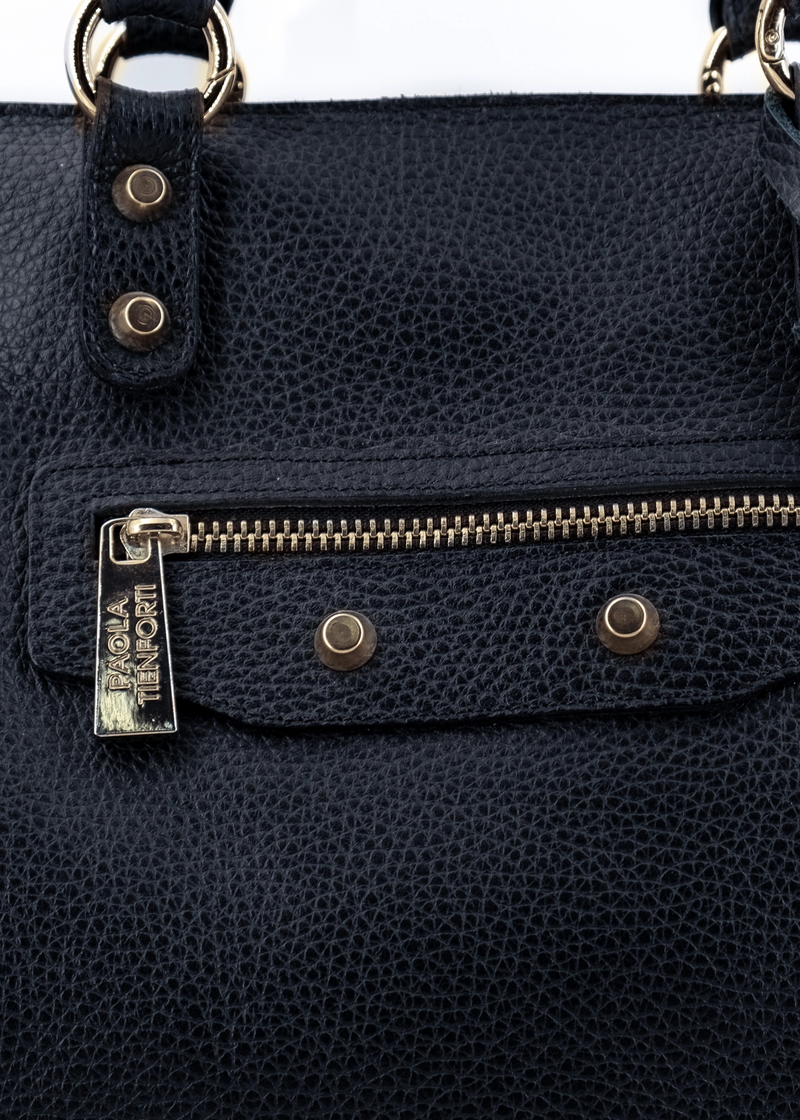 Paola T. Shopper in pelle morbida con dettagli oro Super Saving Price