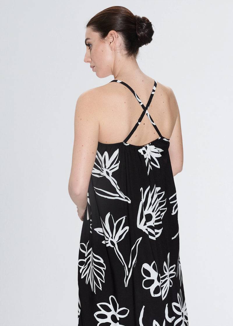 Paola T. Abito lungo fantasia fiore bianco Fino al 65% di sconto