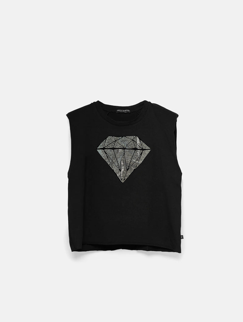 Paola T. T-shirt smanicata Diamond Moda