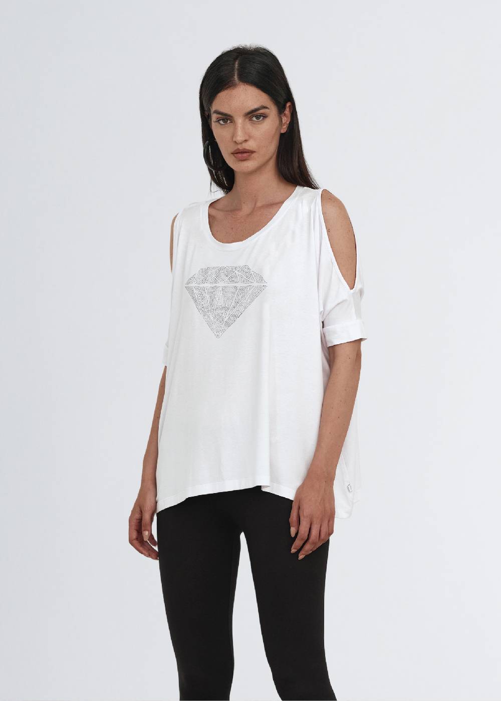 Paola T. Maglia in jersey di viscosa Diamond Smaltimento dello stoccaggio
