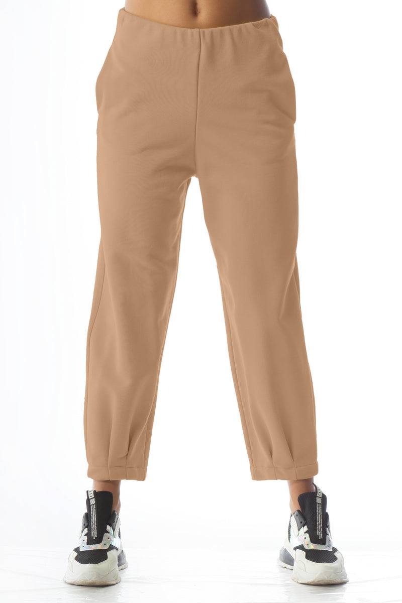 Paola T. Pantalone in cotone con pinces Ritorno libero
