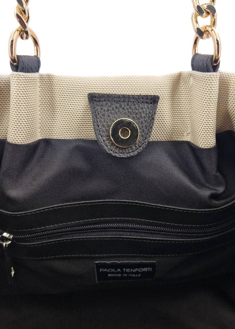 Paola T. Shopper in cordura con dettagli oro Super sconto
