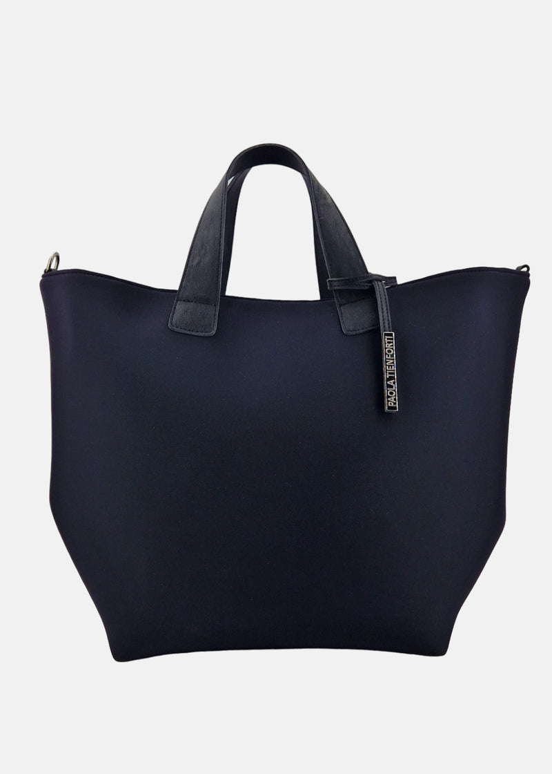 Paola T. Shopper in neoprene con pendente argento Nuovo