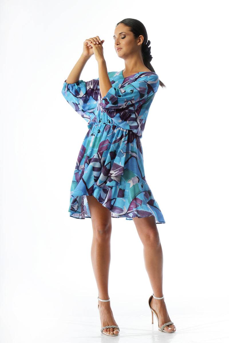 Paola T. Abito in viscosa Palm Blue Ultimi due giorni