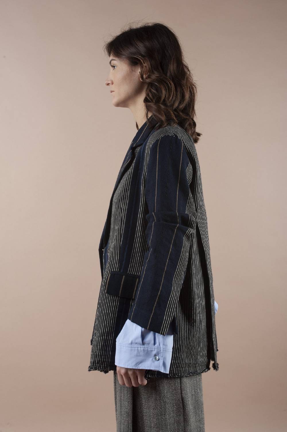 Pdr Phisique Du Role PHISIQUE DU ROLE JACKET IN WOOL/LINEN BARRE’ WITH IRREGULAR STRIPES 2025