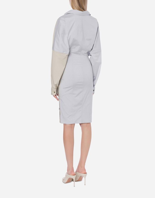 Philosophy Di Lorenzo Serafini Abito in taffetà stretch rigato con bottoni Promozione