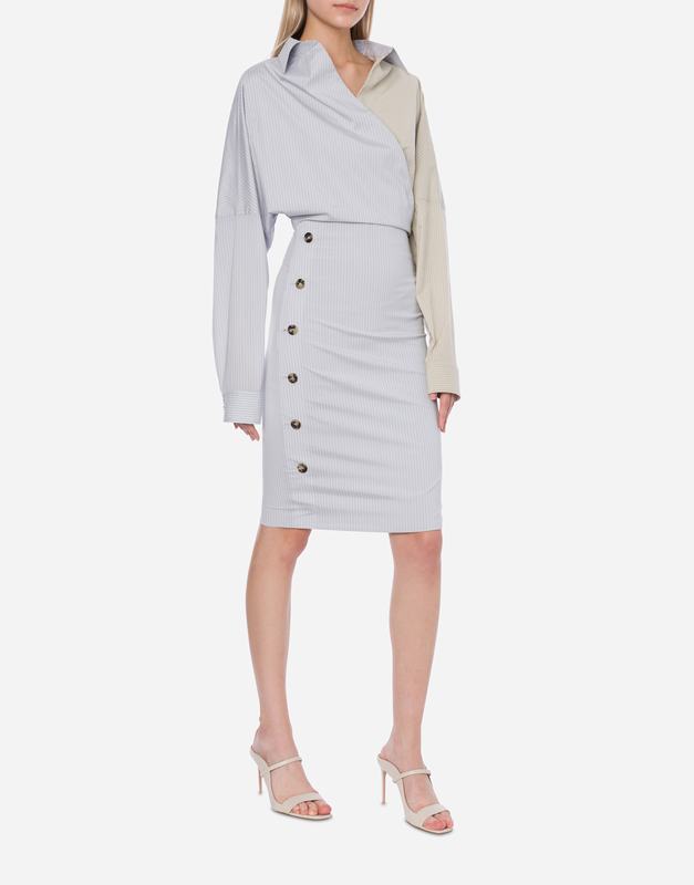 Philosophy Di Lorenzo Serafini Abito in taffetà stretch rigato con bottoni Promozione
