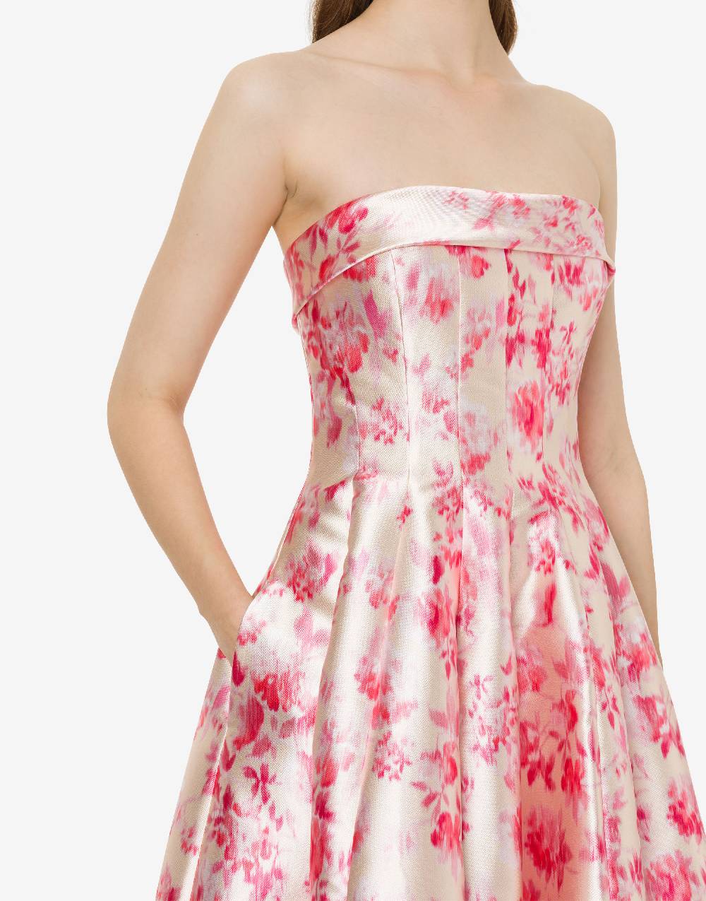 Philosophy Di Lorenzo Serafini Abito bustier in radzmir con stampa fiori Nuovo