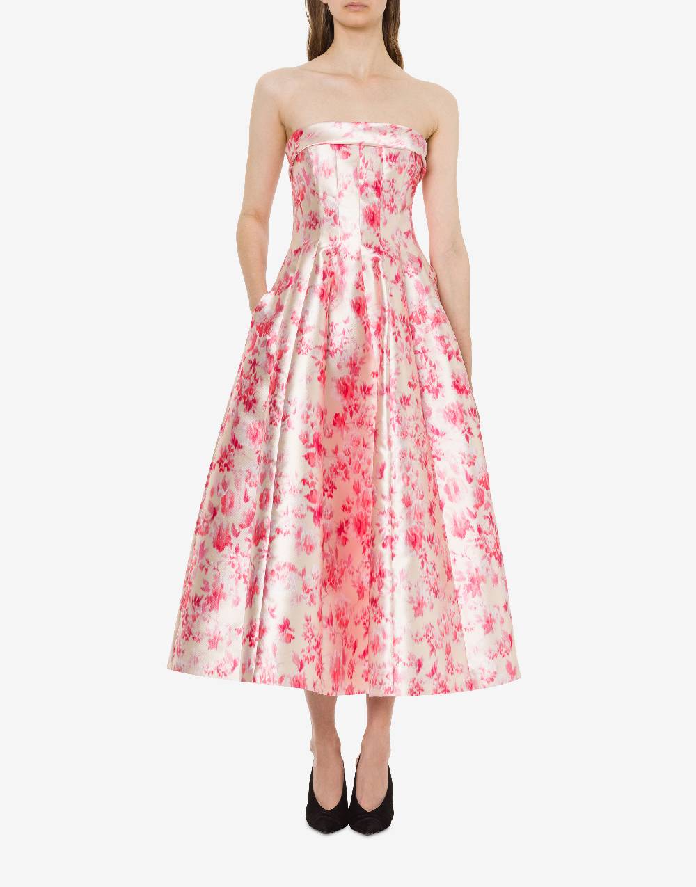 Philosophy Di Lorenzo Serafini Abito bustier in radzmir con stampa fiori Nuovo