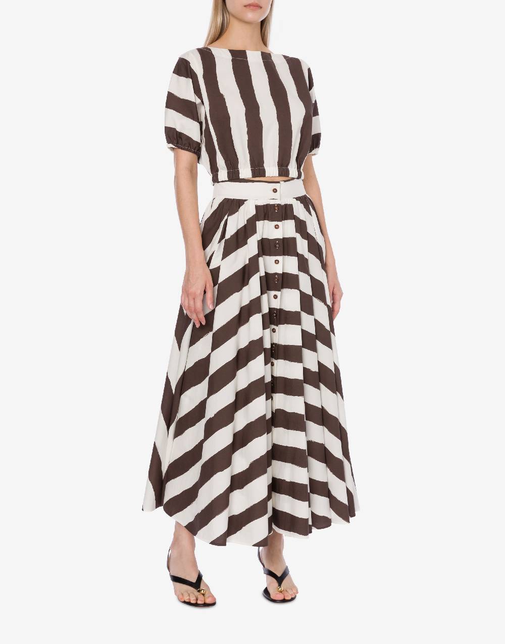 Philosophy Di Lorenzo Serafini Blusa crop a righe in cotone stretch Shopping Online