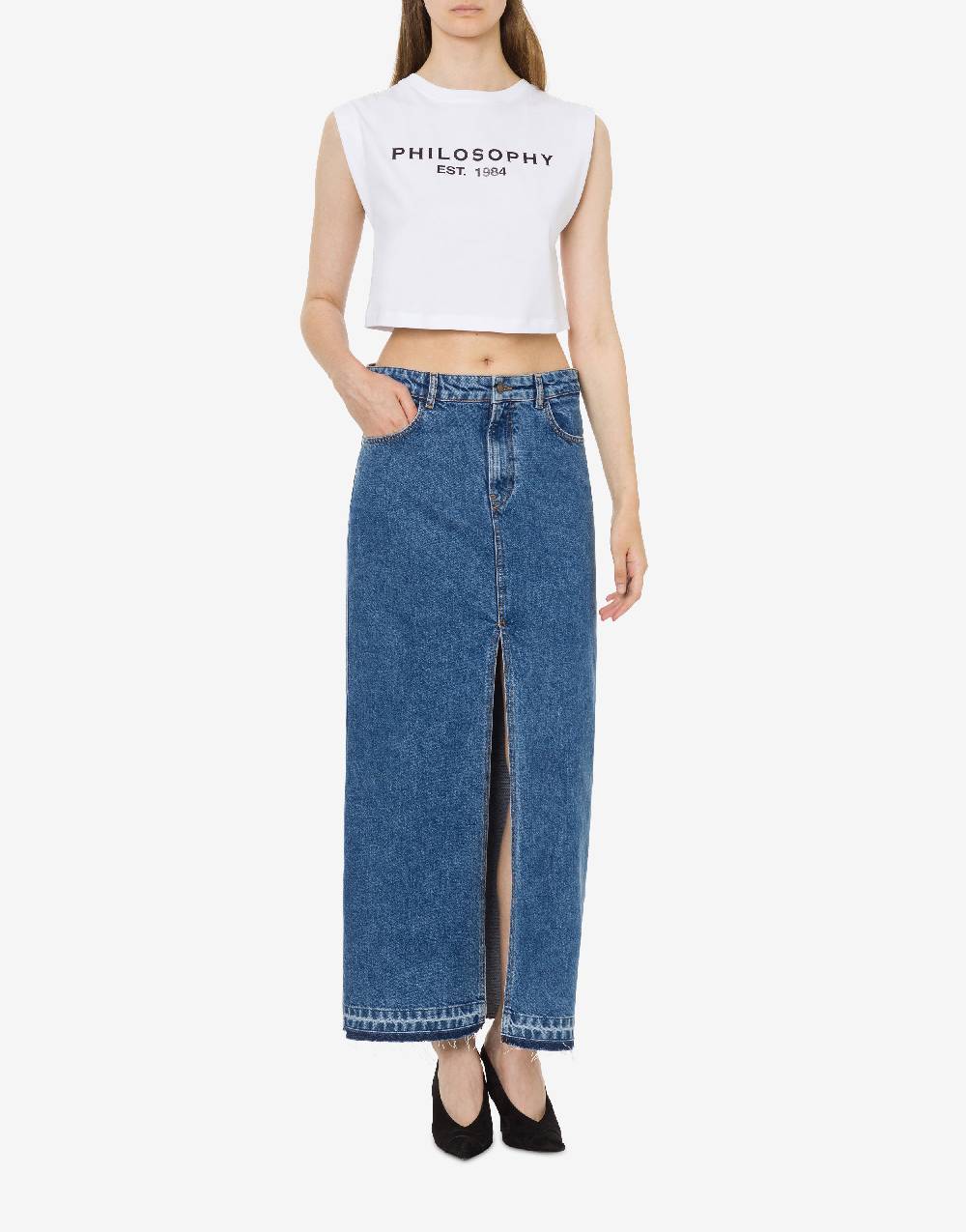 Philosophy Di Lorenzo Serafini Top crop in jersey con logo Nuova