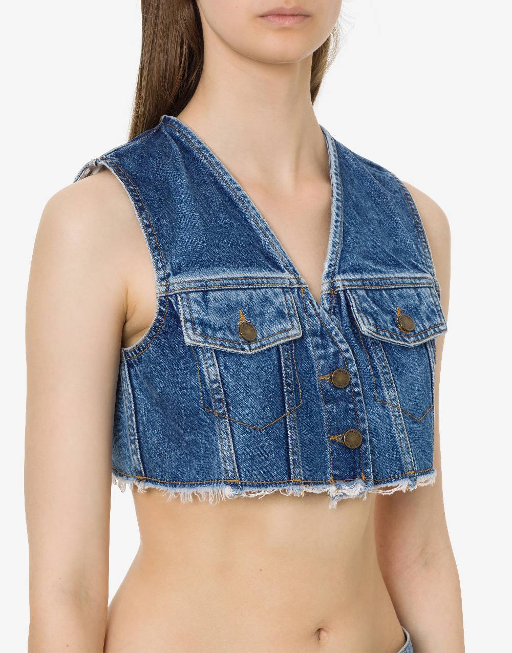 Philosophy Di Lorenzo Serafini Gilet crop in denim Italy