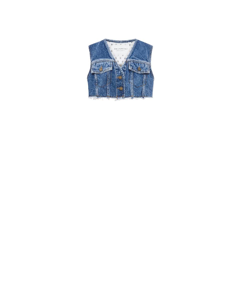 Philosophy Di Lorenzo Serafini Gilet crop in denim Italy