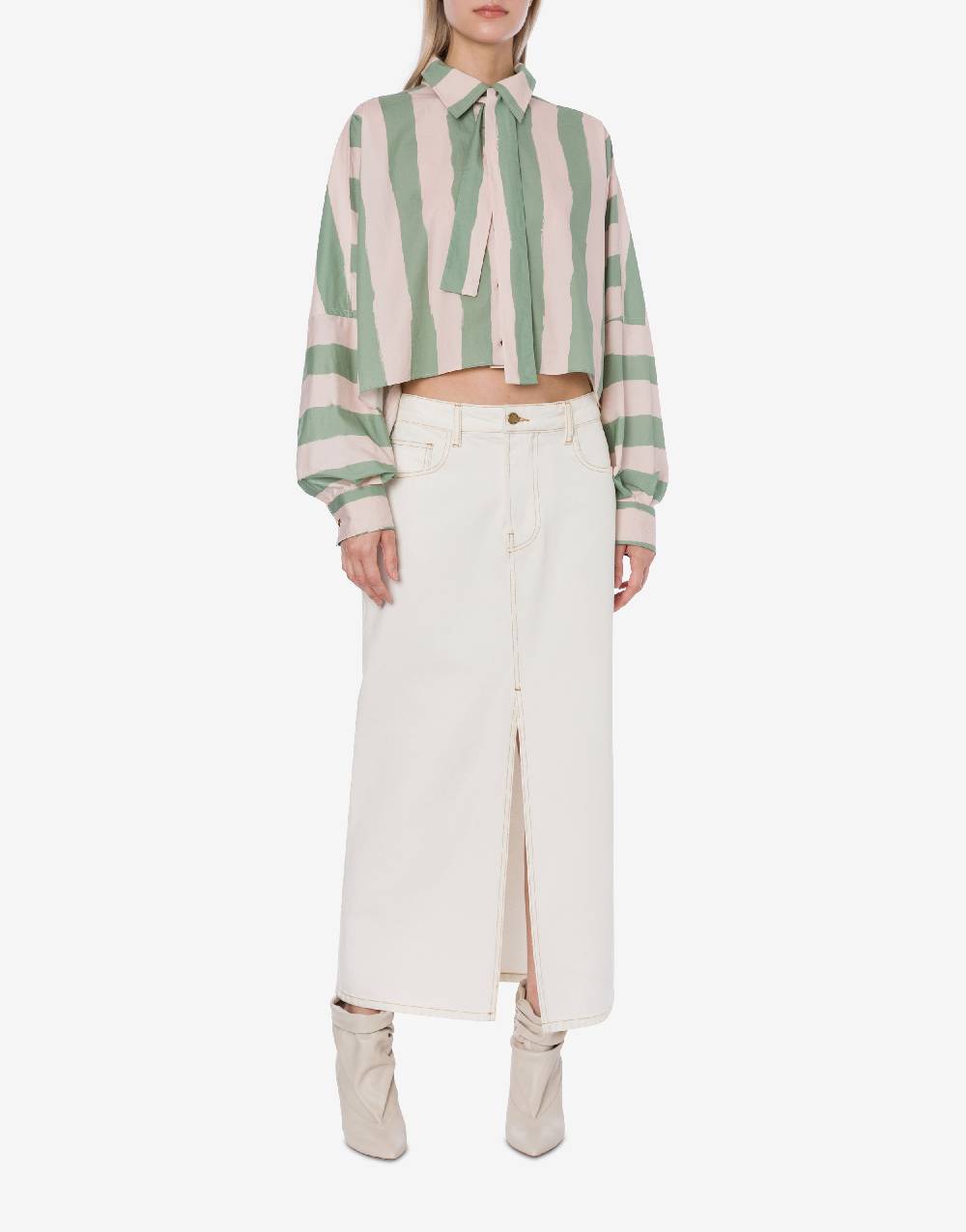 Philosophy Di Lorenzo Serafini Camicia crop a righe in cotone stretch Moda