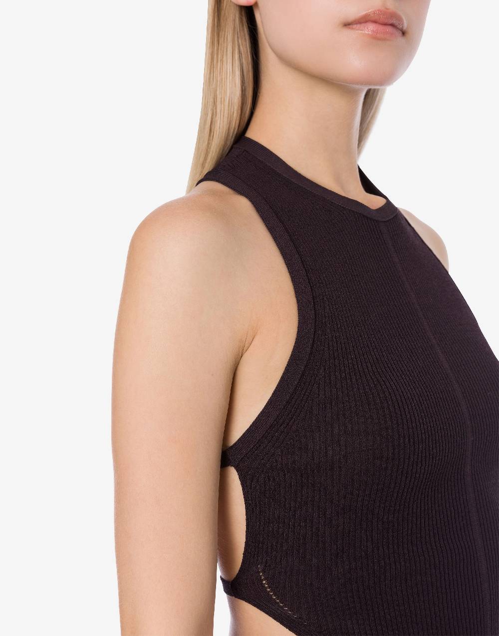 Philosophy Di Lorenzo Serafini Top crop a costine stretch con piercing Offerte esclusive
