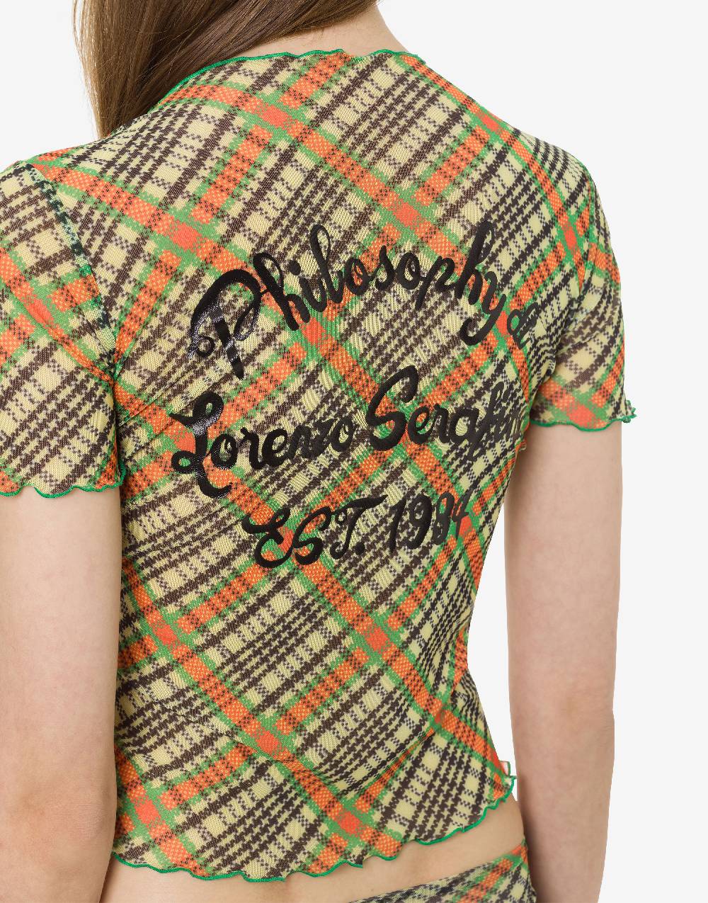Philosophy Di Lorenzo Serafini T-shirt beachwear in tulle Check Vendita