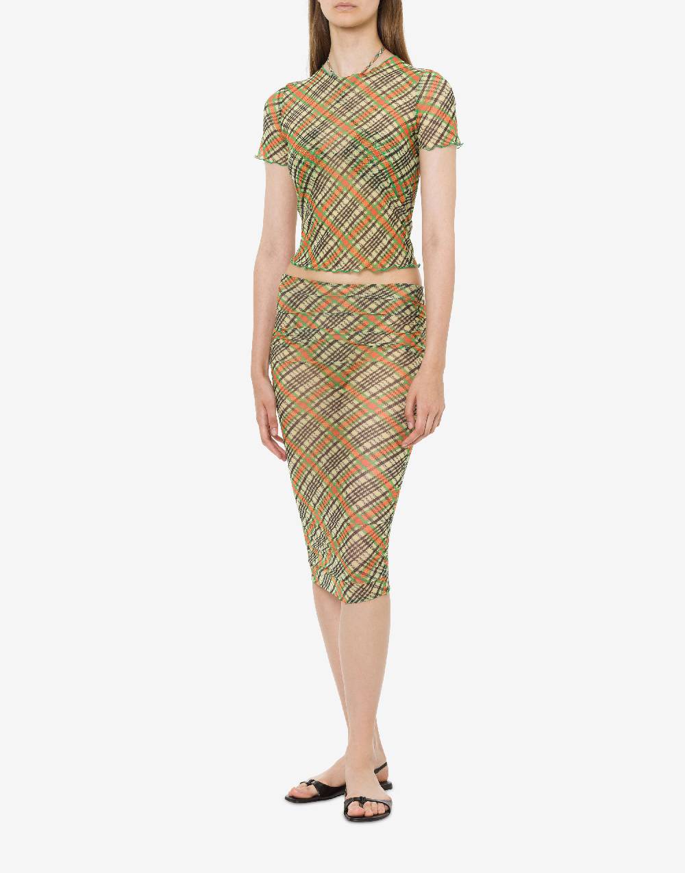 Philosophy Di Lorenzo Serafini T-shirt beachwear in tulle Check Vendita