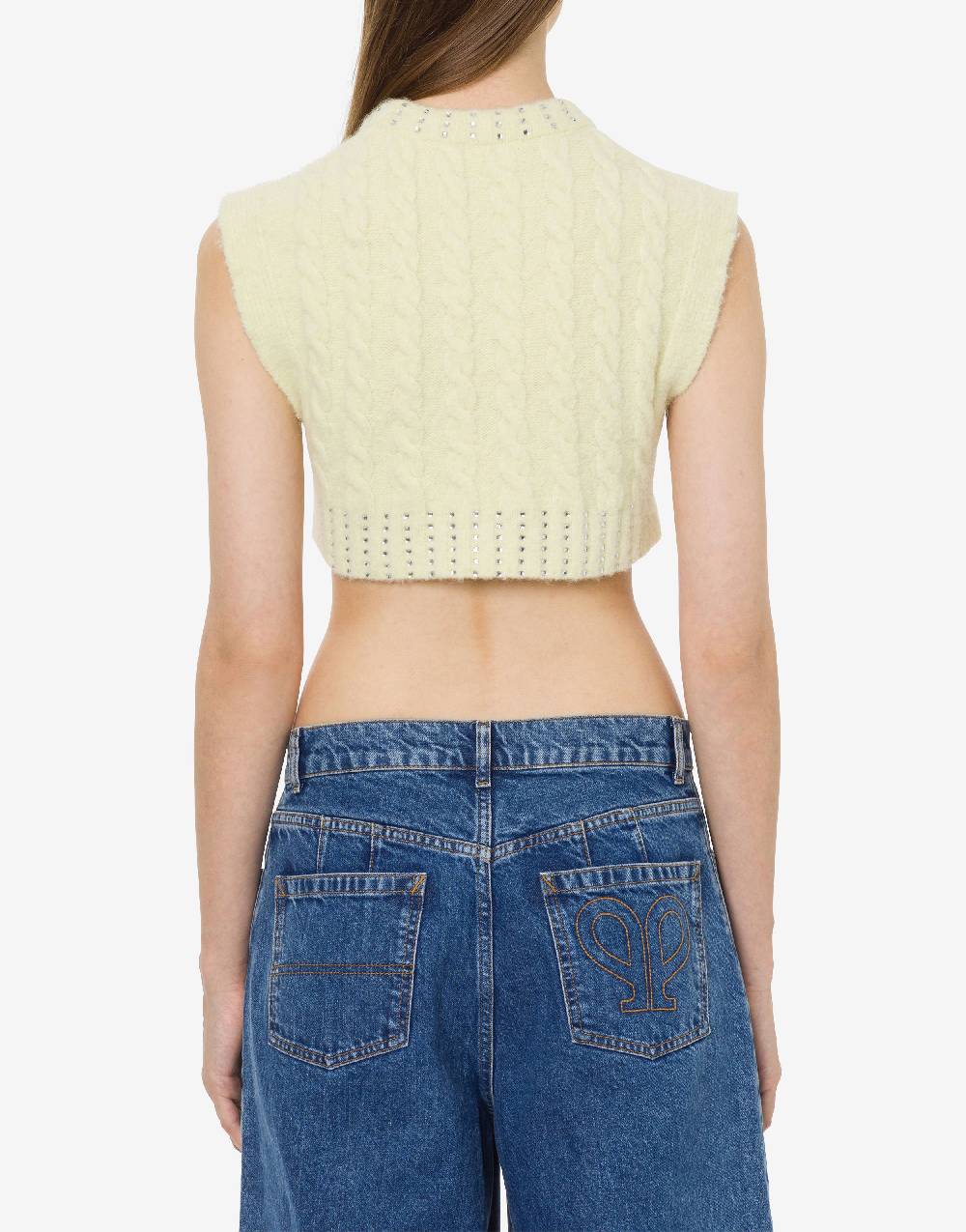 Philosophy Di Lorenzo Serafini Crop top in baby alpaca e lana con strass Acquista Ora