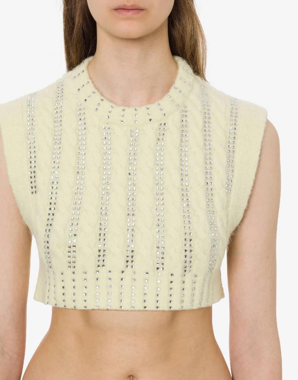 Philosophy Di Lorenzo Serafini Crop top in baby alpaca e lana con strass Acquista Ora