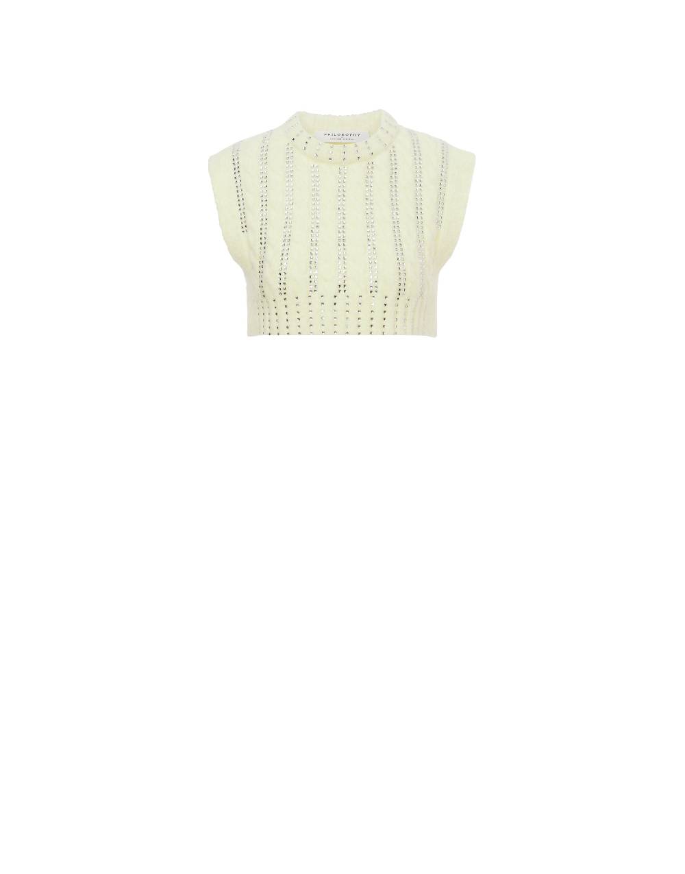 Philosophy Di Lorenzo Serafini Crop top in baby alpaca e lana con strass Acquista Ora
