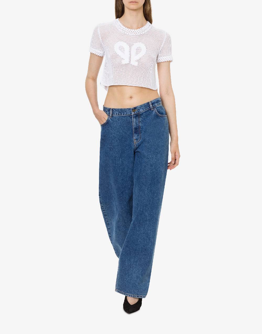 Philosophy Di Lorenzo Serafini Maglia crop in rete stretch Doppia P Consegna Veloce