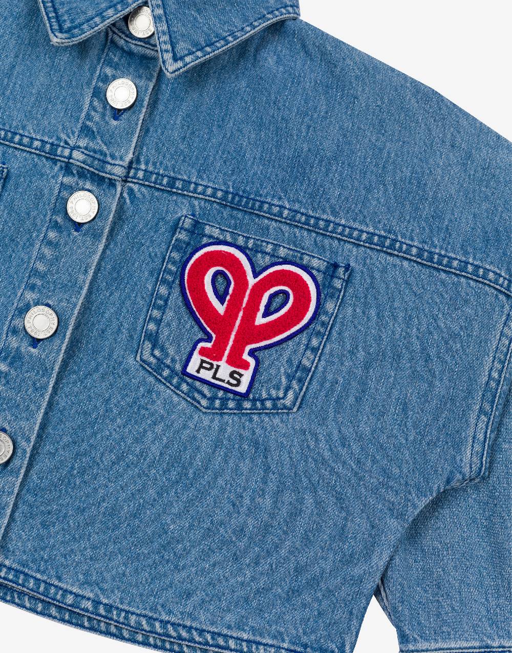 Philosophy Di Lorenzo Serafini Kids giacca crop in denim con patch 'doppia p' Acquista Ora
