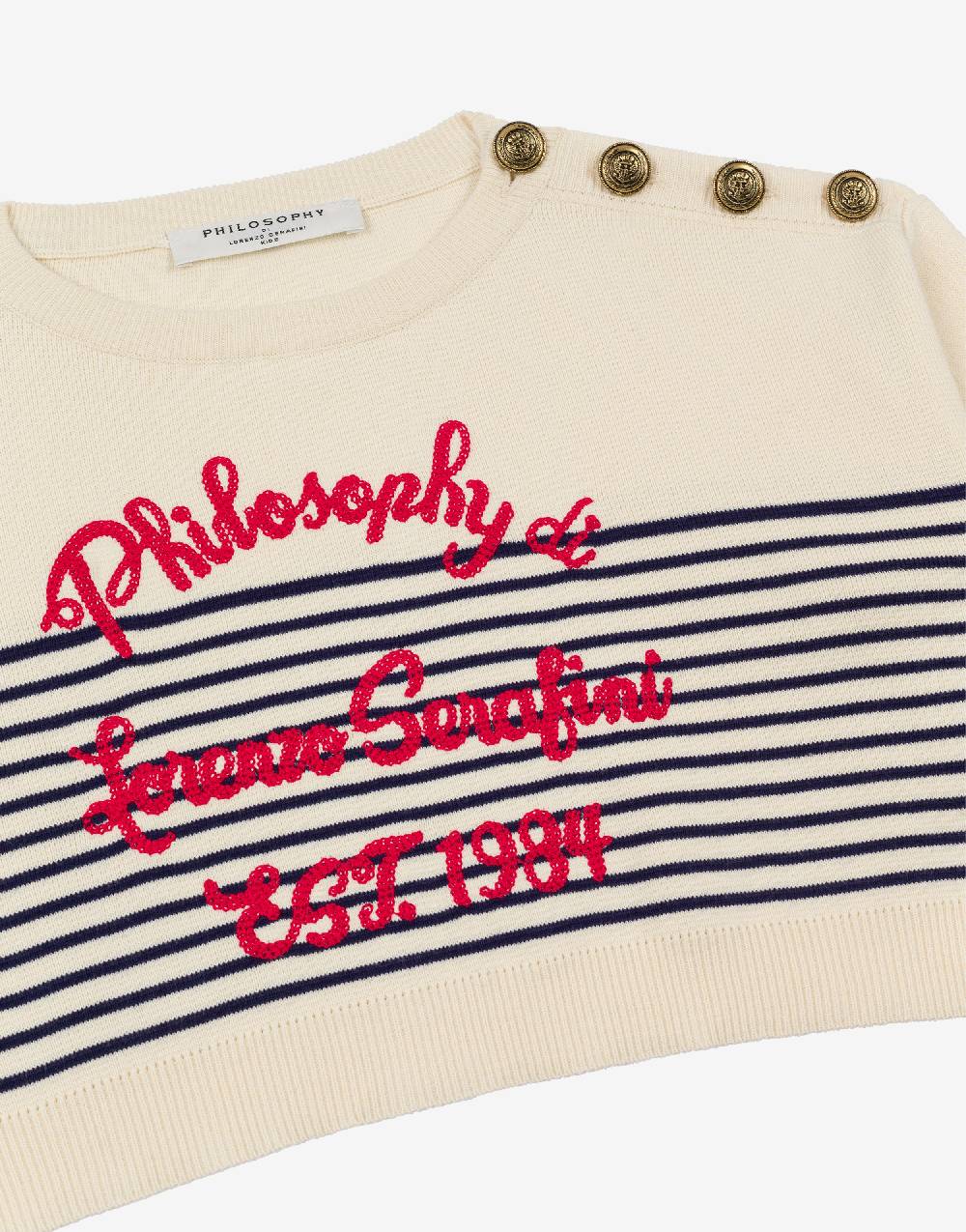 Philosophy Di Lorenzo Serafini Kids maglione in cotone a righe marinière Sottocosto