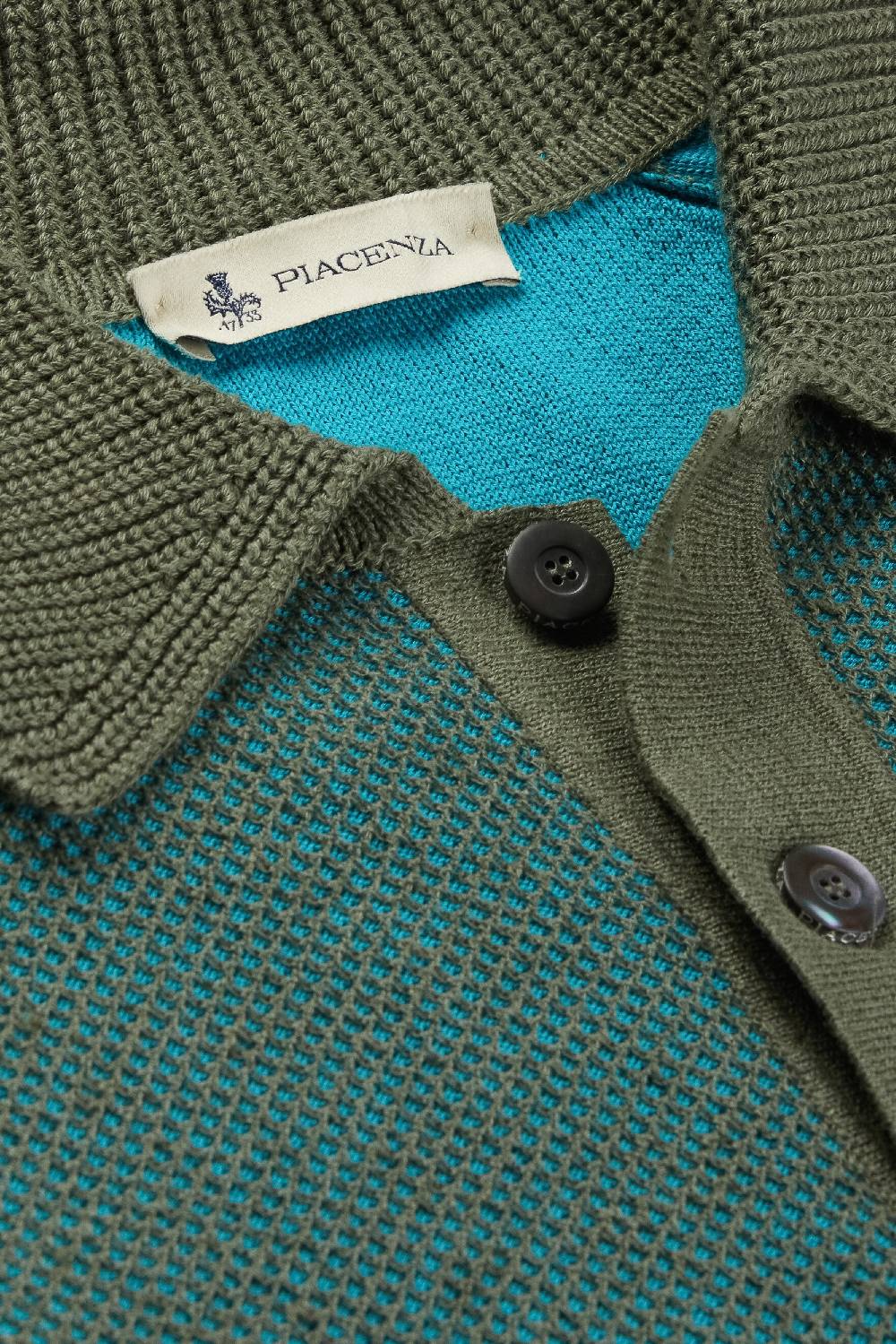 Piacenza 1733 Polo maniche lunghe two tone honey comb verde Consegna Veloce