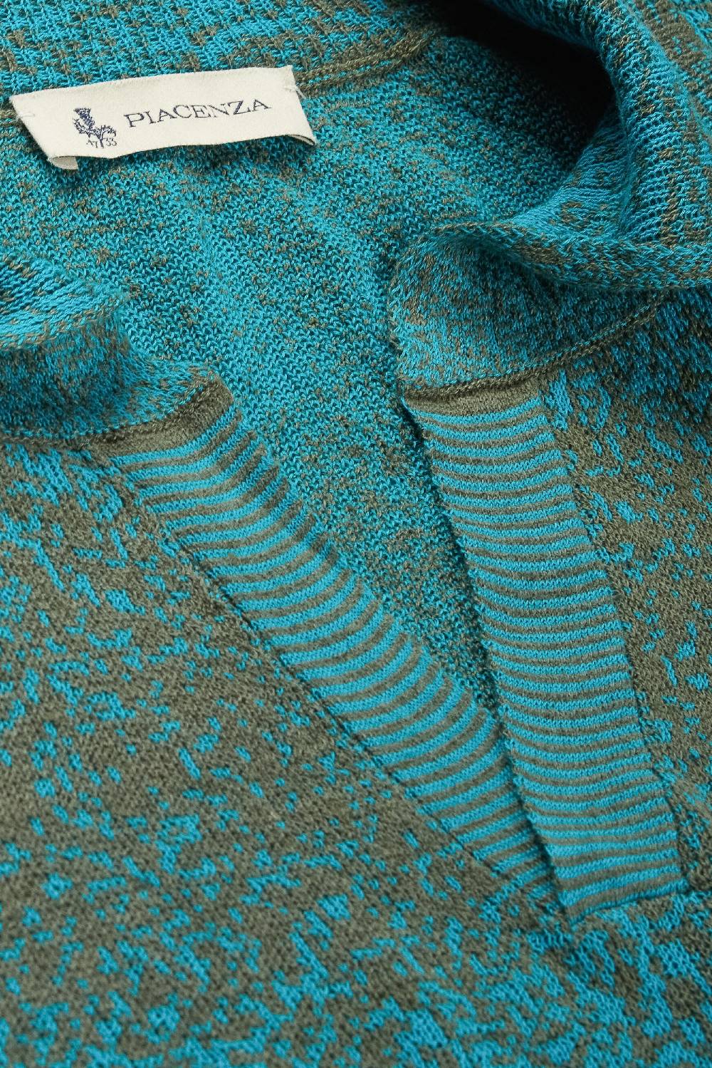 Piacenza 1733 Polo maniche lunghe pixel shadow stripe azzurro e verde Fino Al -60%