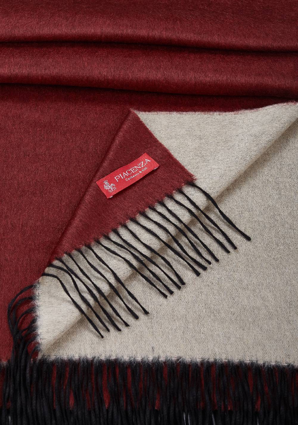 Piacenza 1733 MIRROR Plaid double bianco e bordeaux Hotsell